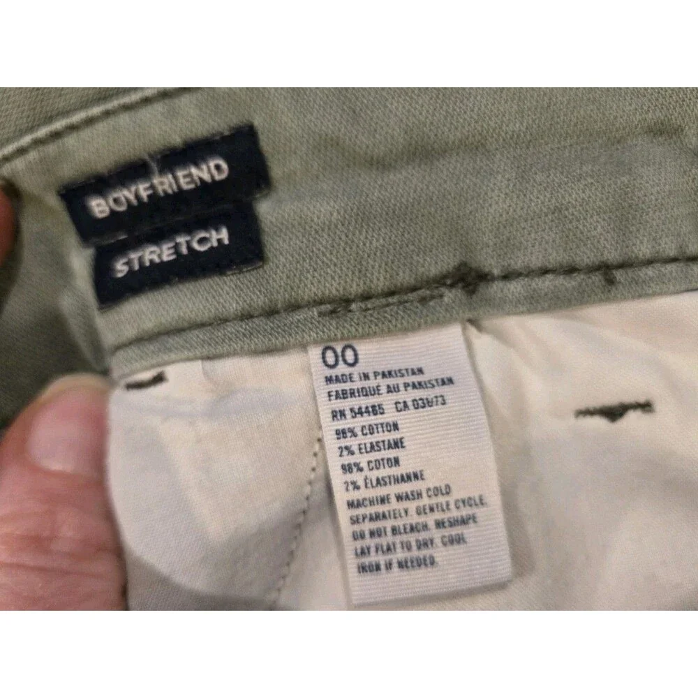 American Eagle Women's 00 twill shorts casual raw frayed hem Boyfriend Stretch